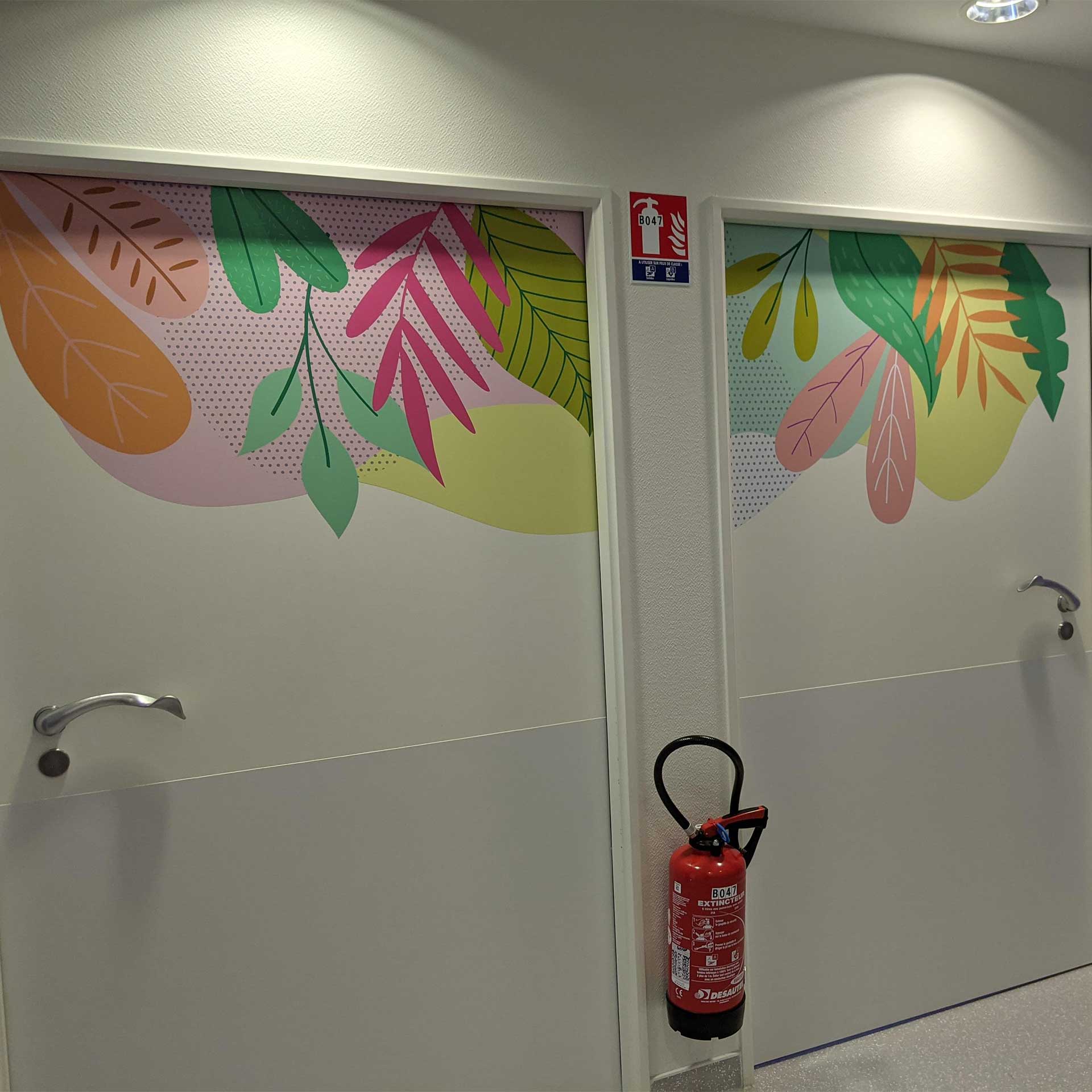 Adhésifs de décoration dans l'hôpital Oreliance à Orléans